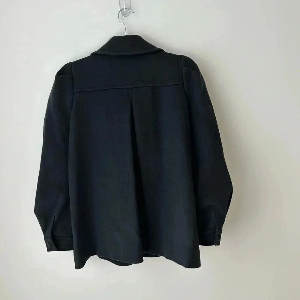 Asian Brand Navy Wool Puff Shoulder Cropped Jacket M - Picture 9 of 12